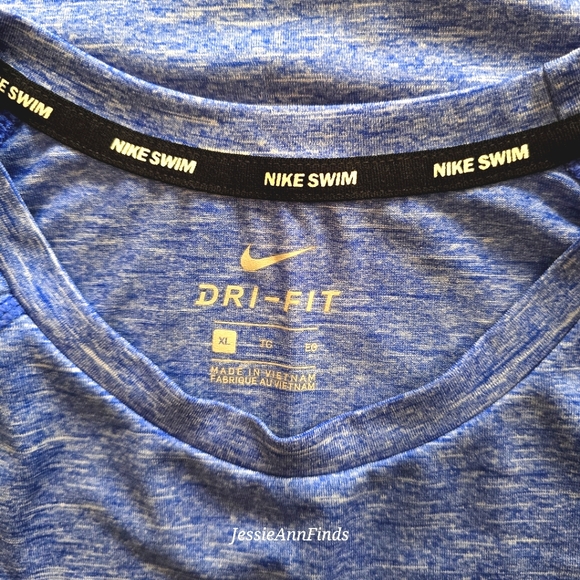 Nike Swim Blue Dri-Fit UPF 40+ Rash Guard Short Sleeve Shirt Men's Size XL - Picture 5 of 10